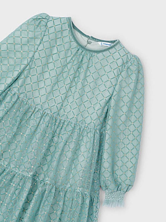 Children's Dress Long Sleeve Tulle Petrol (Item J062)