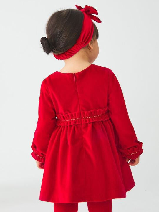 Children's Dress Long Sleeve Velvet Red