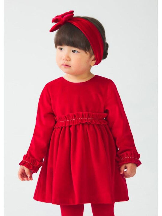 Children's Dress Long Sleeve Velvet Red