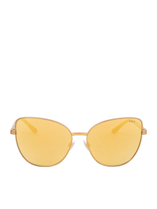 Ralph Lauren Damen Sonnenbrille mit Gold Gestell und Braun Spiegel Linse PH3121 93247P