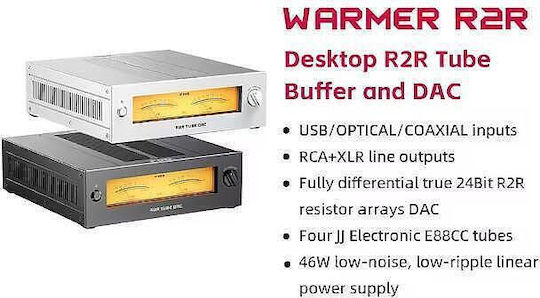 Fiio Warmer R2r Tube Dac Amp Fully Balanced 24-bit R2r Jj E88cc Tube Buffer Usb Optical Coaxial In Rca & Xlr Out Black