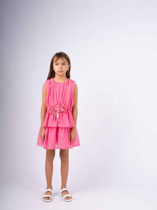 Children's Dress Sleeveless Set with Accessories Fuchsia