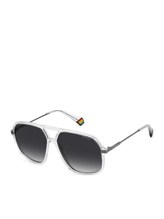 Polaroid Men's Sunglasses with Transparent Frame and Gray Gradient Lens PLD6182/S 900/WJ