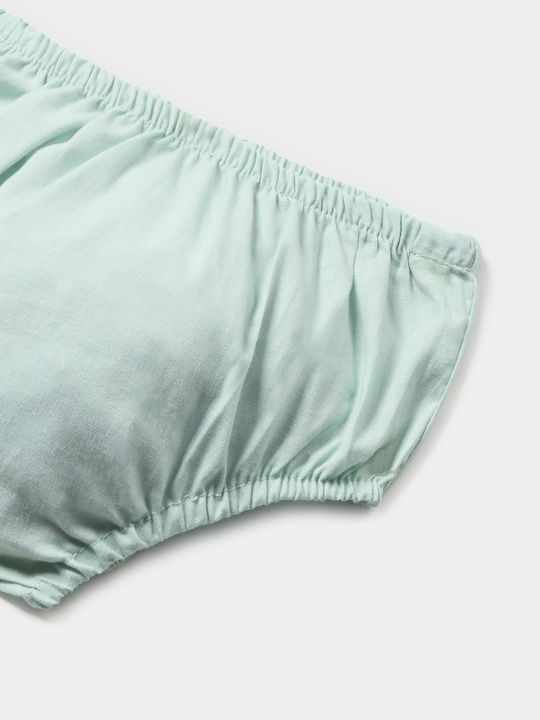 Mädchenkleid Ärmellos Leinen Set Mit Slip Petrol