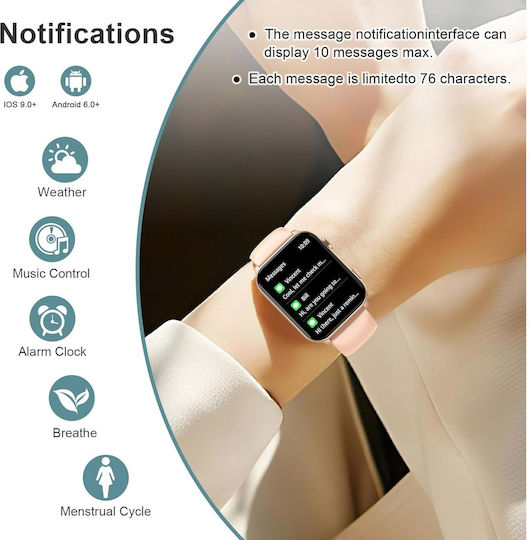 IOWODO R30 Pro Smartwatch με Παλμογράφο (Ροζ)