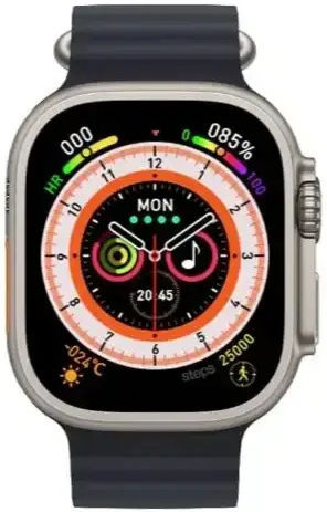 S8 Ultra Max Titanium Smartwatch with Heart Rate Monitor (Black)