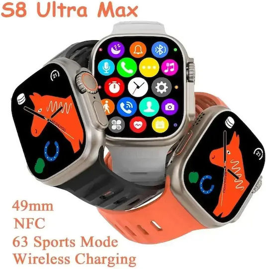 S8 Ultra Max Titanium Smartwatch with Heart Rate Monitor (Black)