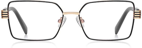 Techsuit Anti-Blue Light Glasses Reflex PC 3160 Women Rectangle Metal Frame AC Lens Black