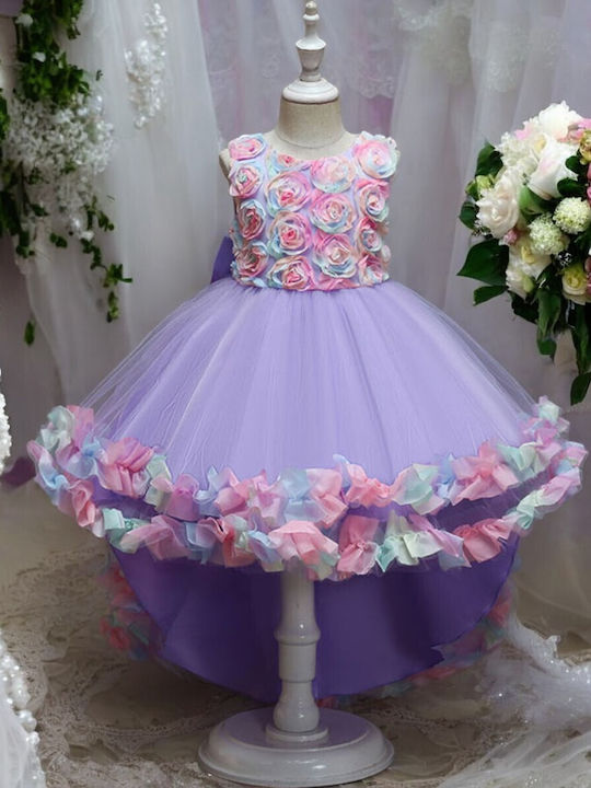 Детска Рокля Без ръкави Тюл Флорален Lilac