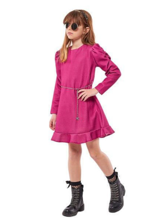 Kinderkleid Langärmelig Fuchsie