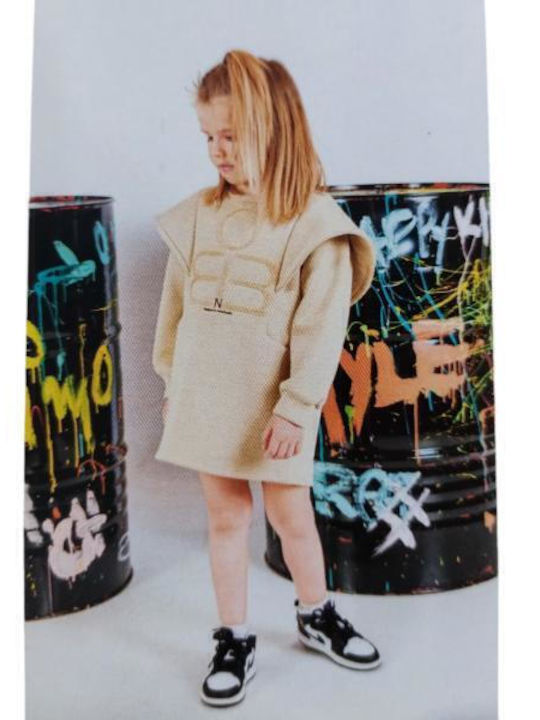 Kinderkleid Mädchenkleider Langärmelig Beige