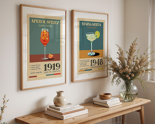 Vintage Poster Aperol Spritz Klassischer Cocktail Pst25374 21cm x 30cm Weißer Kunststoffrahmen