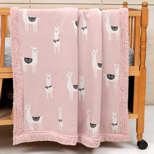 Liolios Home Blanket Cot Lama Pink 100x120cm