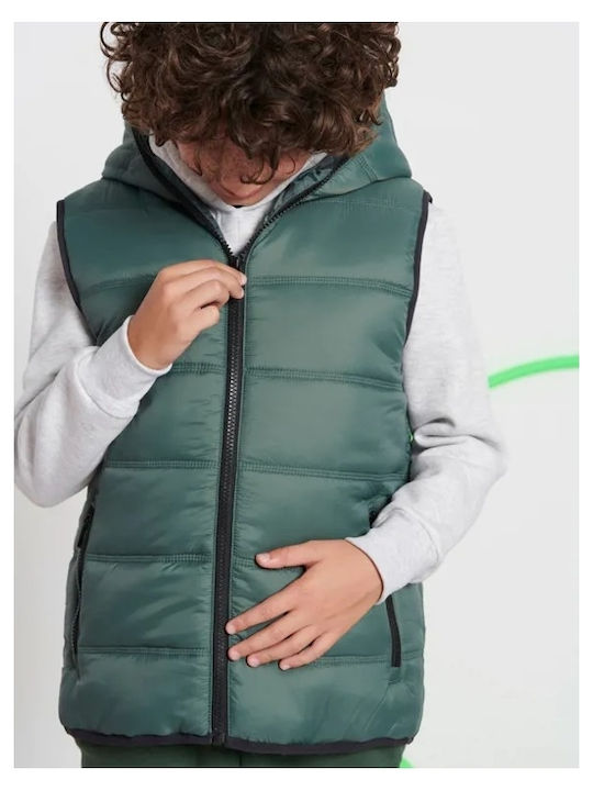Kids' Sports Jacket Sleeveless with Hood Green