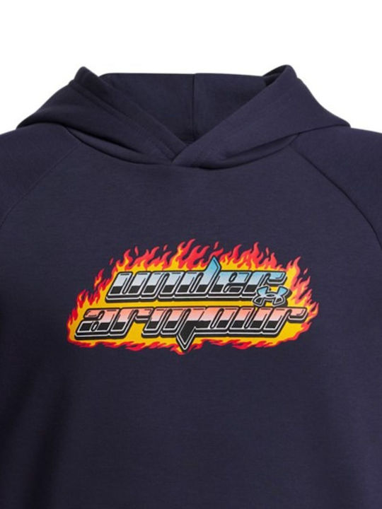 Fleece Παιδικό Φούτερ με Κουκούλα και Τσέπες Navy Μπλε Rival