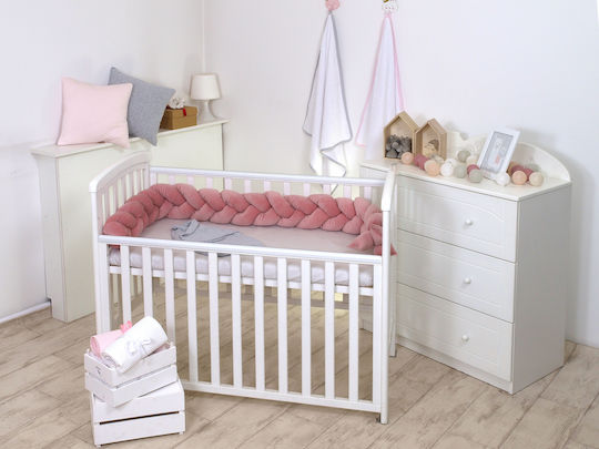 Amy Crib Bumpers Braided Inside Pink 21x180cm
