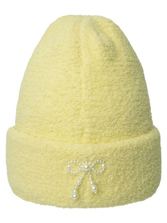 Beanie Unisex Σκούφος Πλεκτός σε Κίτρινο χρώμα