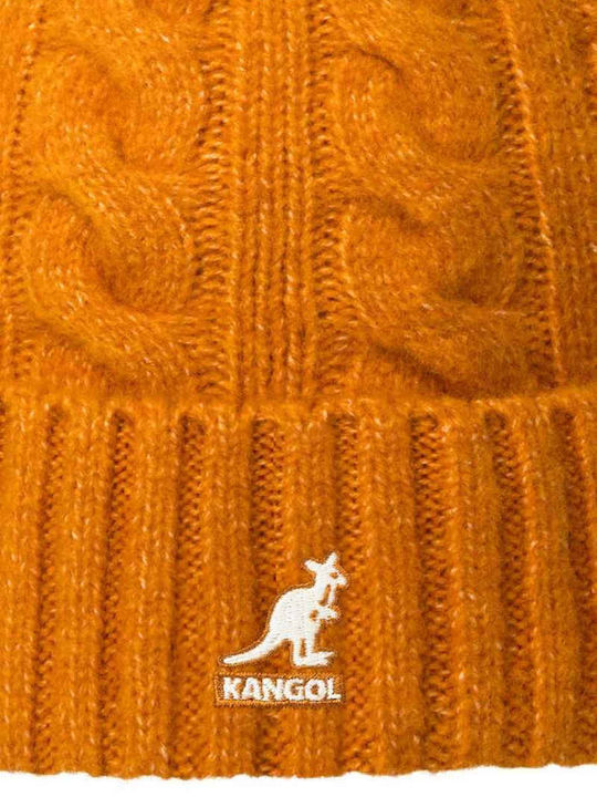 Pom Pom Beanie Unisex Σκούφος Πλεκτός σε Πορτοκαλί χρώμα