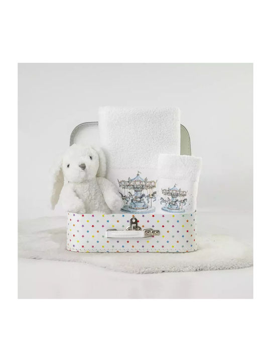 Borea Set of baby towels 2pcs White-sky blue 30 cmx50cm