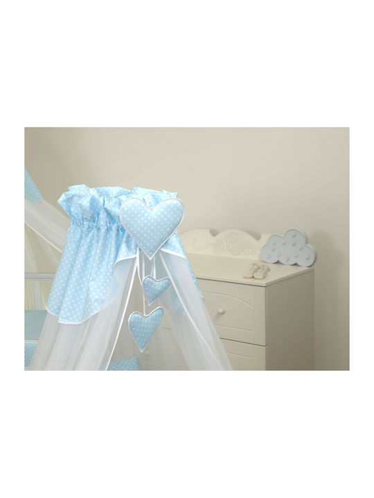 Amy Plasa Impotriva Tantarilor Bebe Pentru Patut Bear Heart Din Tulle Cu Suport De Bază Albastră 160x600x600cm