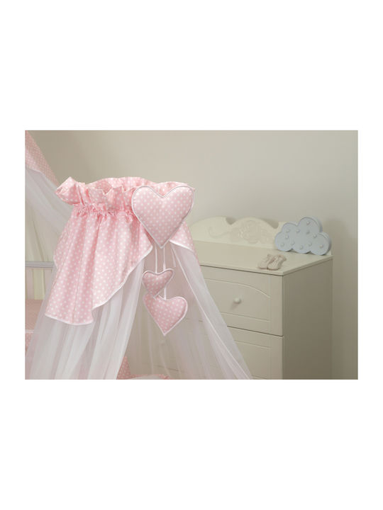 Amy Plasă de țânțari Pentru Patut Bear Heart Din tul 68909 cu suport Roz 160x160x600cm