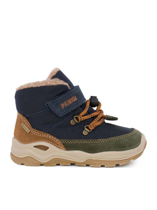 Anatomic Leather Kids Boots Barefoot with Hoop & Loop Closure Blue