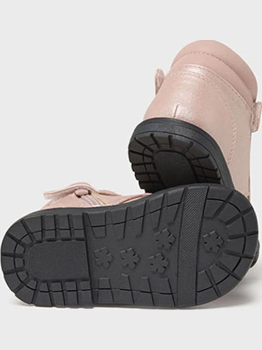 Biker Kinderstiefeletten aus Lackleder mit Klettverschluss Rosa