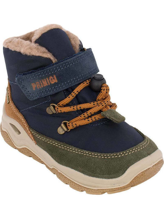 Anatomic Leather Kids Boots Barefoot with Hoop & Loop Closure Blue