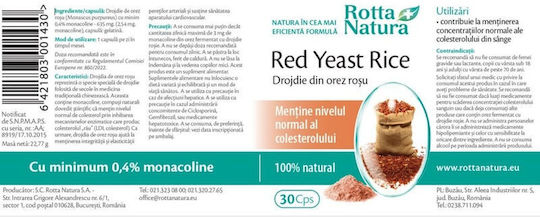 Orez Roșu Cu Drojdii 635 Mg Rotta Natura 30 Capsule