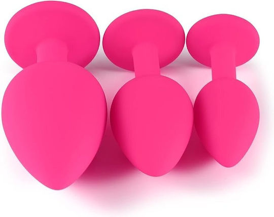 Smd Analyzer Triple Silicone Edition Anal Plug Set 3 S M L Pink Silver Diamond