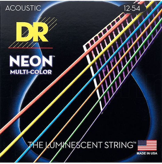 DR Neon Multi Einstellen Phosphor-Bronze Akustikgitarrensaiten 12 - 54