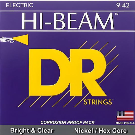 DR DR Electric Hi-Beams E-Gitarrensaiten Vernickelter Stahl Set 9-42" Light