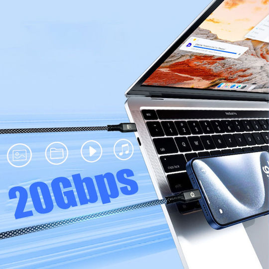 Conceptronic USB 3.2 Video Cable USB-C male - USB-C 100W PD Μαύρο 2m ETTA07B20