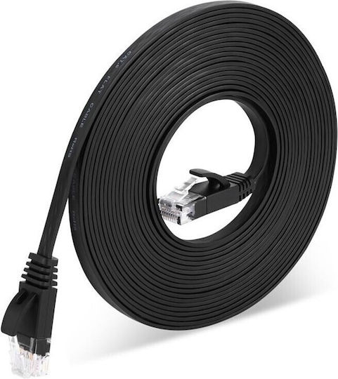 Cable Lan Cat 6 Flat 3.0 M Detech Καλώδιο Δικτύου 3 Μέτρα Πλακέ Cat6 Μαύρο