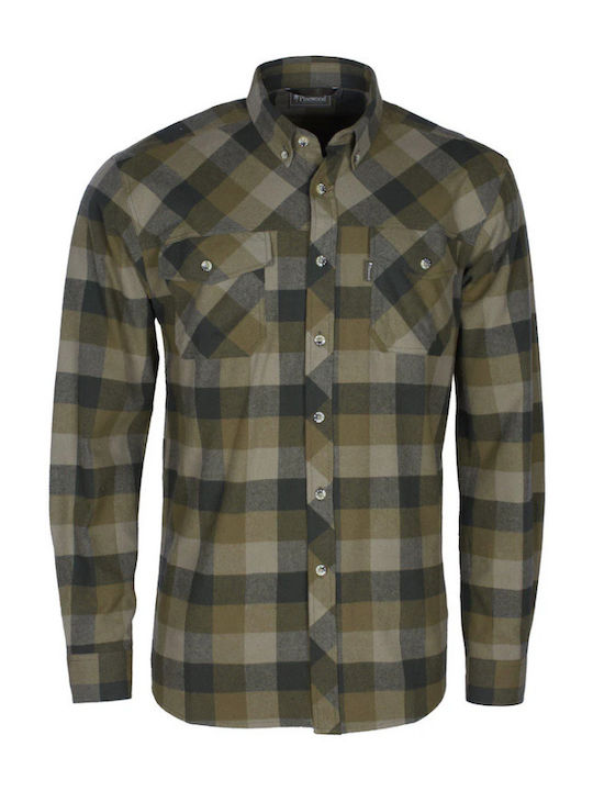 Long-sleeved Cotton Shirt Olive Suede Brown