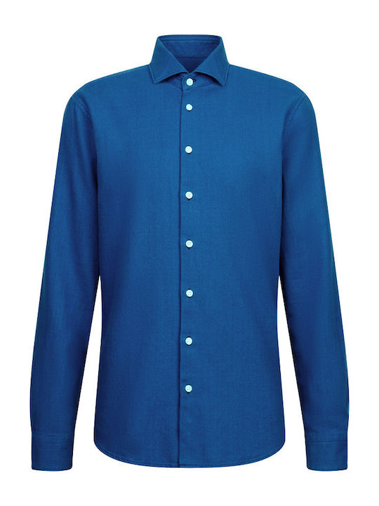 Long-sleeved Cotton Shirt Blue