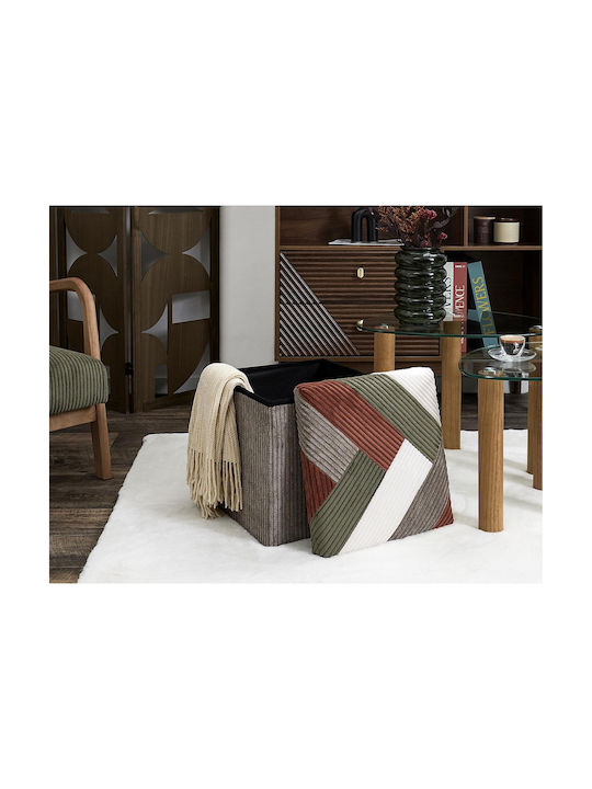 Stool For Living Room With Storage Space Upholstered with Fabric Multicolour 38x38x38cm