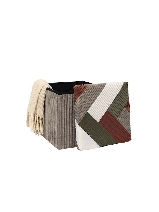 Stool For Living Room With Storage Space Upholstered with Fabric Multicolour 38x38x38cm