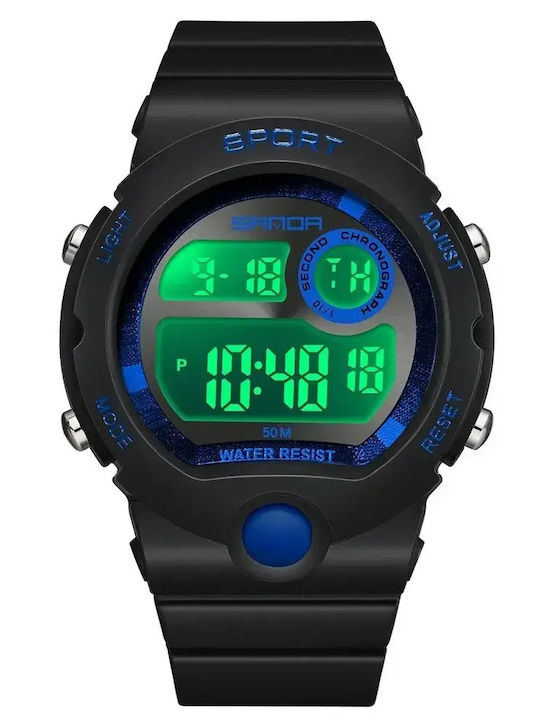 Sanda Kinder-Digitaluhr mit Silikonarmband Schwarz