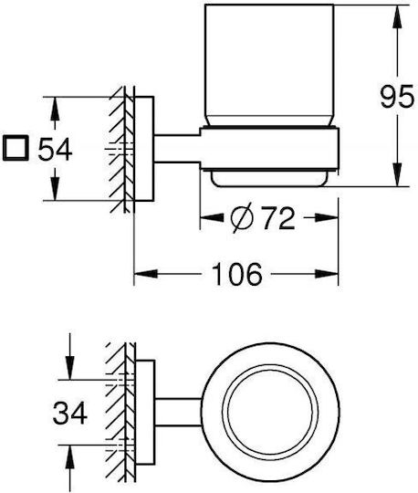 Grohe Επιτοίχια Ποτηροθήκη Ασημί