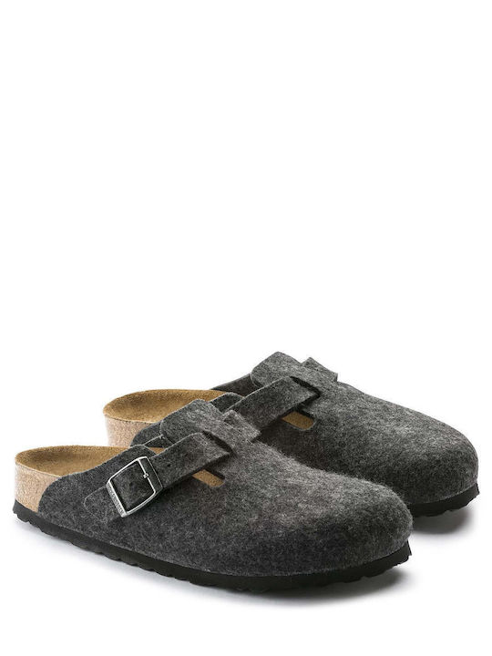 Boston Closed Woolen Women's Slippers Gray Narrow Fit