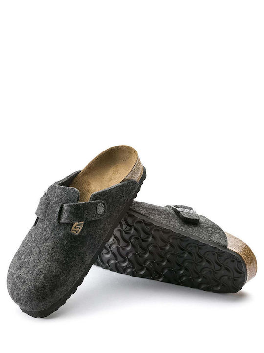 Boston Closed Woolen Women's Slippers Gray Narrow Fit
