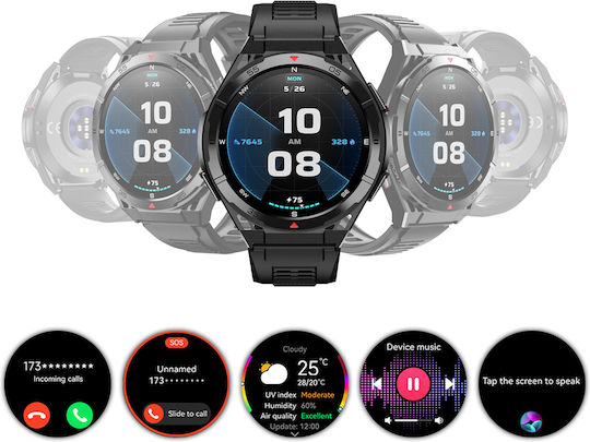 inSPORTline Rodamo 50mm Αδιάβροχο Smartwatch με Παλμογράφο (Μαύρο - Large)