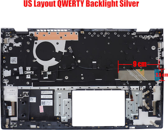 Tastatură Laptop Palmrest Dell Inspiron 5501 5502 5505 P93g9 0p93g9 Ttc2r 0ttc2r Ttywr 0ttywr Hy5p0 0hy5p0 Drv8v 0drv8v 98xh5 098xh5 442.0ku05.0002-1 460.0ku04.0001 US Iluminare Argintiu Cod 41193uspalm