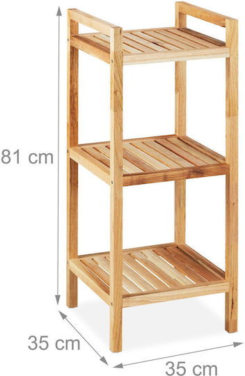 Relaxdays Επιδαπέδια Ραφιέρα Μπάνιου Ξύλινη 81x35x35cm Καφέ
