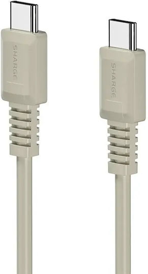 Sharge Retro Редовна USB 2.0 Кабел USB-C мъжки - USB-C мъжки 100W Бежов (SJX-SJ-CC-1.2-FG-MI)