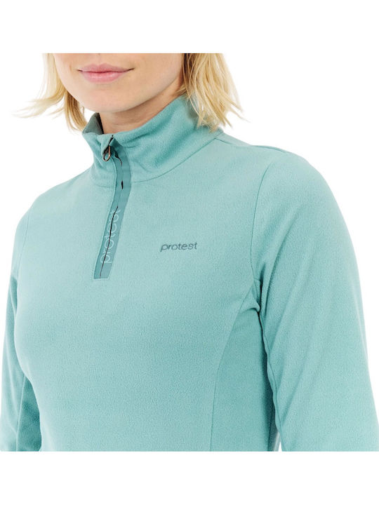 Χειμερινή Γυναικεία Fleece Μπλούζα με Φερμουάρ Glacial Blue
