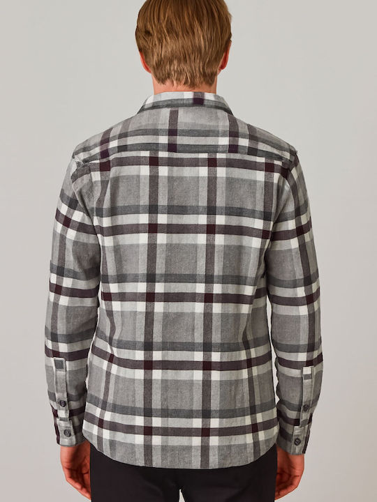 Long-sleeved Shirt Checked Gray
