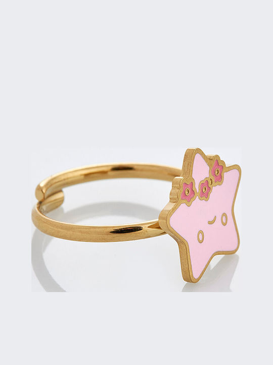 Stainless Steel Kids Ring with Design Star RI-0009 Stainless Steel Kids Ring with Design Star RI-0009