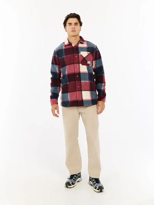 Men's Fleece Cardigan with Buttons Velvet Red